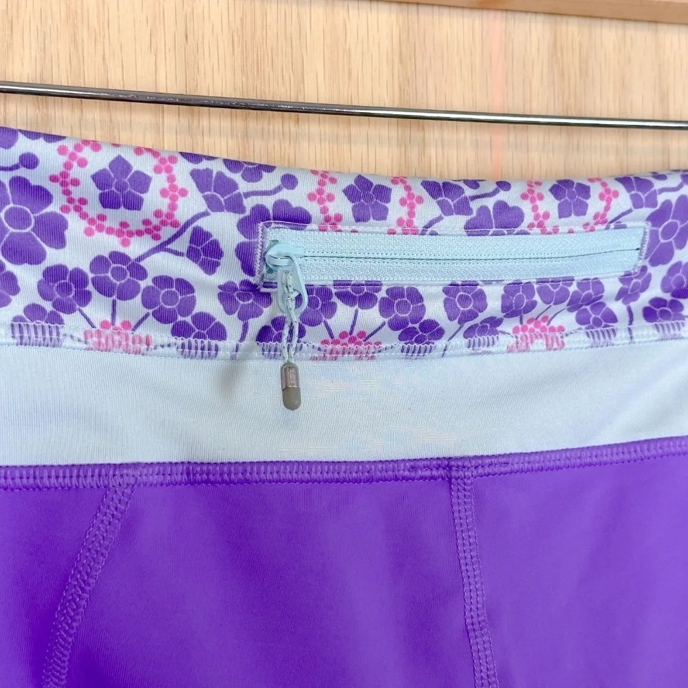 Lululemon Run Inspire Crop II Size 10 Leggings Twiggy Power Purple Aquamarine